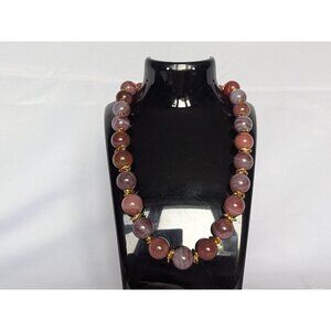 Vintage Authentic Botswana Agate Necklace with gold tone clasp | gold accents